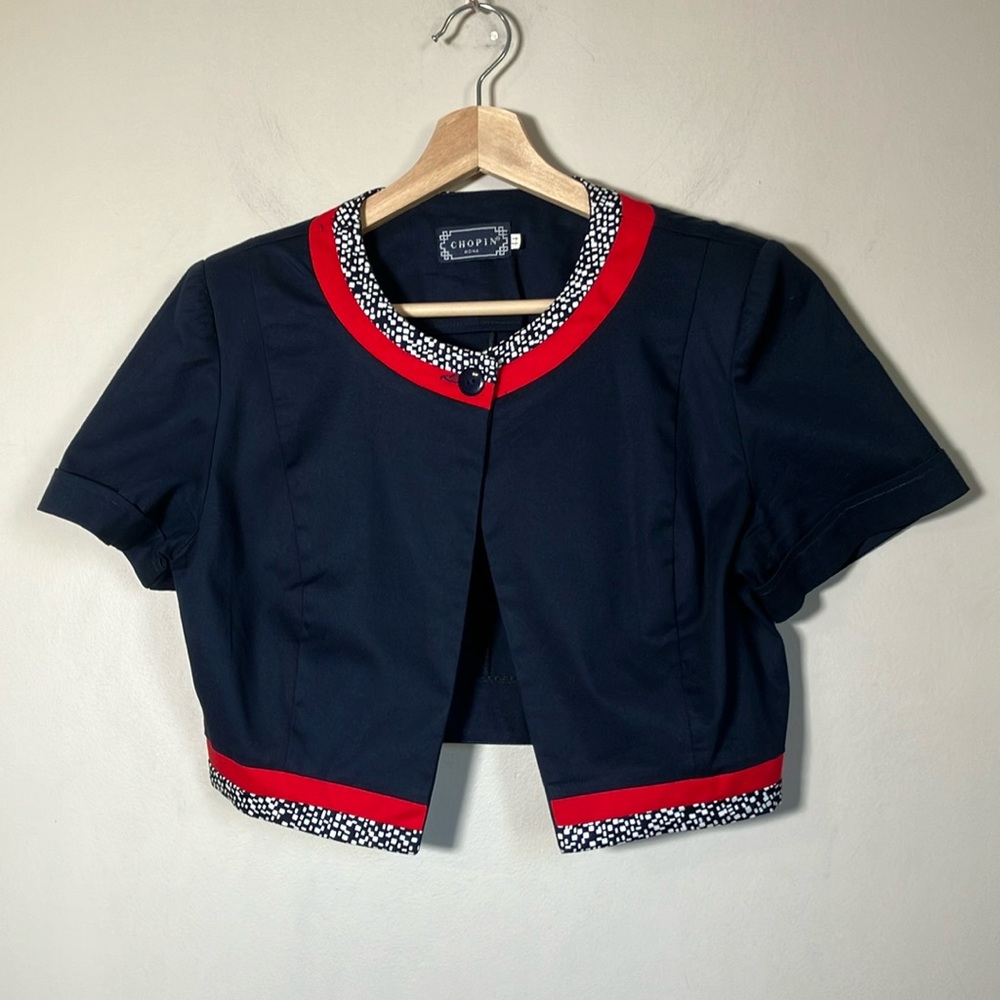 Chopin blazer cropped short sleeve Rome Italy Navy retro EU women’s size 44